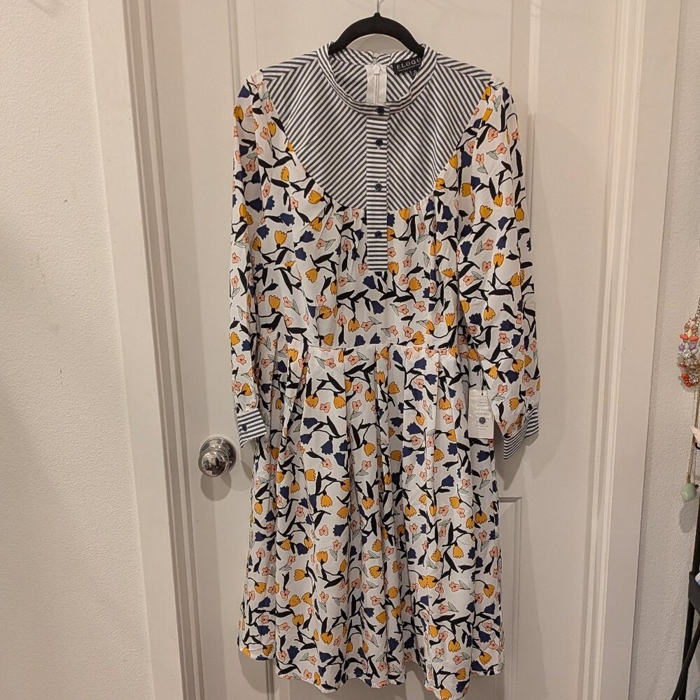 Eloquii Floral Midi Dress Size 16 NWT Pockets Lined